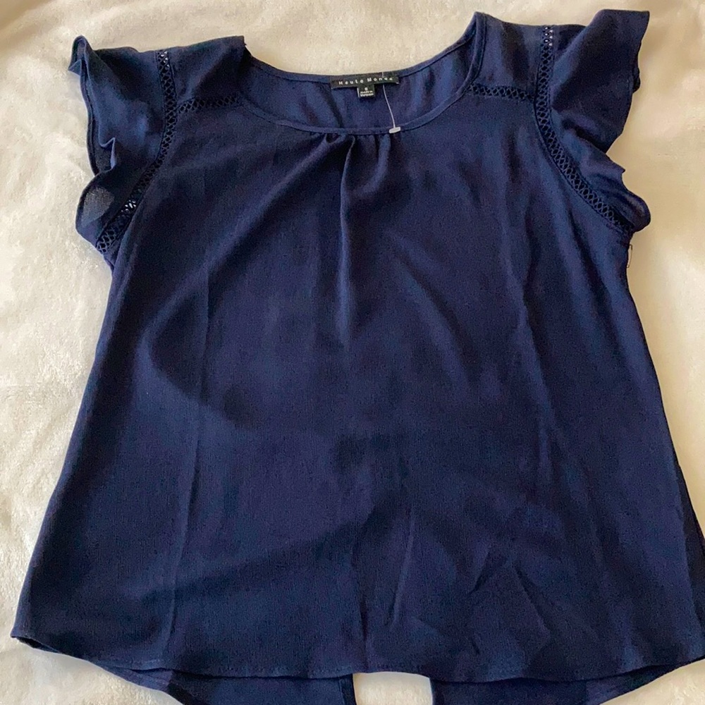 Navy short sleeve blouse